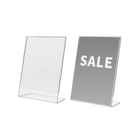 Futech CTS0149 Acrylic Letter Size Sign Holder - 4 Pack- The CTS0149 Acrylic Sign Holder is a great promotional or advertising display for your customers or guests. The display is a letter size print, which artwork can be done straight from your own personal printer and inserted right into the display after.