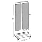 Azar Displays 32"W x 60"H 2-Sided Pegboard Floor Display with Wheeled Base, Translucent Purple (700732-PUR)-Overall dimensions are 32" W x 66" H