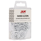 JAM Paper Circular Coloured Papercloops, White Round Paper Clips, 5 Packs of 50, 250 Total (2187139g)-Length: 1"