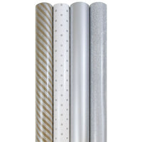 JAM Paper Premium Wrapping Paper, Assorted, Everything Silver, 4 Pack (368532534)-Gift wrap paper