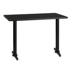 Flash Furniture 30" x 42" Rectangular Black Laminate Table Top with 5" x 22" Table Height Bases-Hospitality Table