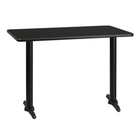 Flash Furniture 30" x 42" Rectangular Black Laminate Table Top with 5" x 22" Table Height Bases-Hospitality Table