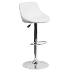 Flash Furniture Contemporary Vinyl Bucket Seat Adjustable Height Barstool with Diamond Pattern Back & Chrome Base - White-Low Back Design