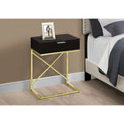Monarch Specialties 3476 Accent Table - 24"H/Espresso/Gold Metal-Minimalist style gold metal X-design frame