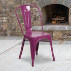 Flash Furniture Purple Metal Indoor-Outdoor Stackable Chair-Purple Powder Coat Finish