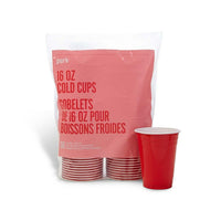 Perk 16 oz. Plastic Cold Cups - Red - 50 Pack-Cold cups for convenient holding of cold beverages