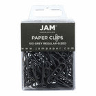 JAM Paper Colored Standard 1" Paper Clips - Grey - 3 Packs of 100-Color: Dark Grey