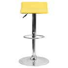 Flash Furniture Contemporary Yellow Vinyl Adjustable Height Barstool with Solid Wave Seat & Chrome Base-Contemporary Style Stool