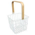 Cathay Importers Wire Square Carrier with Beech Wood Handle, White-7"H x 8"W x 8"D; Total Height 13.75"