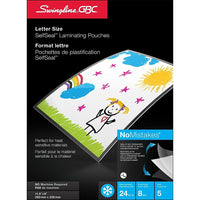 Swingline GBC SelfSeal Nomistakes Repositionable Self Adhesive Laminating Pouches, Letter-Size, 8-mil, 5/Pack (6447406563)-Ideal for heat sensitive materials, such as inks and photos