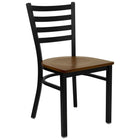 Flash Furniture HERCULES Series Black Ladder Back Metal Restaurant Chair - Cherry Wood Seat-500 lb. Weight Capacity