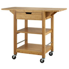 TRINITY Kitchen Cart with Drop Leafs, Bamboo (TBFLNA-1406)-1" thick solid bamboo top