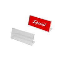 Futech Small Tag Holder - 2"W x 1"H - Clear - 10 Pack-Multi-Purpose countertop sign holder designed for a wide range of uses, such as price tagging, product description, and promotion tag for merchandises etc.