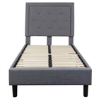 Flash Furniture Roxbury Twin Size Tufted Upholstered Platform Bed - Light Grey Fabric-Platform Bed