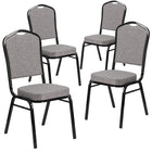 Flash Furniture HERCULES Series Crown Back Stacking Banquet Chairs with Grey Fabric & Black Frame - 4 Pack-Set of 4 Multipurpose Banquet Chairs