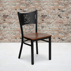 Flash Furniture HERCULES Series Black Coffee Back Metal Restaurant Chair - Cherry Wood Seat-.625'' Thick Plywood Seat