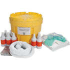Zenith Safety 20-Gallon Caustic Spill Kits, With Polyethylene Container-Contents: 8 Caustic neutralizer (2-lb. shaker), 15 Sorbent pads (15" x 17"), 2 Sorbent socks (3" x 48"), 2 Microporous coveralls (XL), 2 Pairs nitrile gloves, 2XL (11), 2 Pairs safety goggles (one size), 2 Disposal bags (26" x 36")