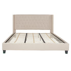 Flash Furniture Riverdale King Size Tufted Upholstered Platform Bed - Beige Fabric-Platform Bed