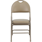 Flash Furniture HERCULES Series Ultra-Premium Triple Braced Beige Vinyl Metal Folding Chair with Easy-Carry Handle-Padded Metal Folding Chair