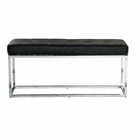 Plata Decor Cisne Chrome Bench with Leather Top - Black-Dining chair