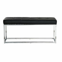 Plata Decor Cisne Chrome Bench with Leather Top - Black-Dining chair