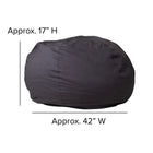 Flash Furniture Oversized Solid Grey Bean Bag Chair-Spot Clean with Damp Cloth