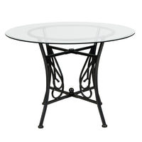 Flash Furniture Princeton 42" Round Glass Dining Table with Black Metal Frame-Contemporary Style