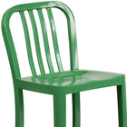 Flash Furniture 24" High Green Metal Indoor-Outdoor Counter Height Stool with Vertical Slat Back-Galvanized Steel Construction