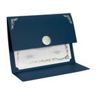 St. James Elite Medallion Fold Certificate Holders, Linen, Navy Blue with Silver Medallion, 5 Pack-80 lb navy blue linen cover