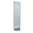 Azar Displays 16"W x 60"H 2-Sided Pegboard Floor Display with C-channels and 16" Revolving Base, Translucent Clear (700256-CLR)-Includes Acrylic Sign Holder strip & 5" W C-channels running the length of each side and stands on 16" metal revolving base