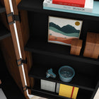Sauder - 430053 Harvey Park Computer Cabinet - Grand Walnut-Upper doors have metal retaining rod on lower shelves.