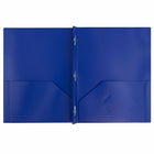 JAM Paper Plastic POP 2-Pocket Clasp School Folders with Prong Clip Fasteners, Deep Blue, 12 Pack-Purple