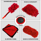 Oskar 11-Piece Car Wash Kit - Red-Durable construction scratch-free brushes