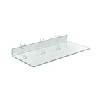 Azar Displays 20" x 8" Acrylic Shelf For Pegboard/Slatwall, Clear, 4 Pack (556011)-Clear acrylic shelf is ideal for displaying cosmetics