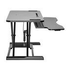 Uplite Sit Stand Desk Riser Desktop Converter - Black-Quick Transition: From sitting to standing. One easy smooth motion using the innovative simple touch height locking mechanism