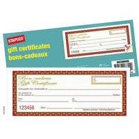 Staples Gift Certificates, Bilingual, 25 Pack-Made with high-quality carbonless paper
