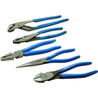 Gray Tools 5 Piece Master Plier Set-Contains: 8" Lineman's Pliers, 8" Needle Nose Pliers With Cutter, 7-1/4" Side Cutting Pliers, 10-1/8" Adjustable Joint Pliers and 8" Slip Joint Pliers.