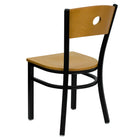 Flash Furniture HERCULES Series Black Circle Back Metal Restaurant Chair - Natural Wood Back & Seat-Natural Finished Wood Seat
