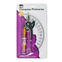 Charles Leonard Compass/Protractor 6", 72 Pack-Ball Bearing Compass which creates accurate circles up to 12" in diameter