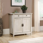 Sauder Edge Water Utility Stand, Chalked Chestnut-The Edge Water Utility Cart has a storage drawer with metal runners and safety stops