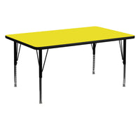 Flash Furniture 30''W x 60''L Rectangle Activity Table with 1.25'' High Pressure Top and Adjustable Pre-School Legs, Yellow-Yellow Laminate