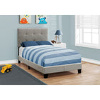 Monarch Specialties 5920T Twin Size Bed - Grey Linen-The perfect addition to any bedroom in your small home, apartment or condo 