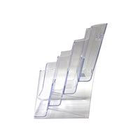 Futech 4-Bay Trifold Literature Holder - Acrylic - 4.25" W x 10" H x 8" D - 2 Pack (CTS0132)-Number of Slots: 4