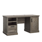 Sauder 60"W Aspen Post Desk - Pebble Pine-Durable, 1" thick top.