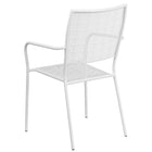 Flash Furniture White Indoor-Outdoor Steel Patio Arm Chair with Square Back-Integrated Arms