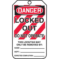Tags By-The-Roll, Danger;  Locked out do not operate, SAS785, 100 Pack-Language - English