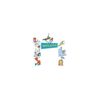 Eureka 24" x 17" Die cut Cat In The Hat Go-Around Welcome Accents Multicolour, 3 Pack (EU-842660)-Bulletin board accents are perfect for brightening up toddler - 6th grade classrooms