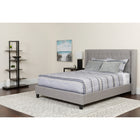 Flash Furniture Riverdale Queen Size Tufted Upholstered Platform Bed with Pocket Spring Mattress - Light Grey Fabric-Panel Headboard
