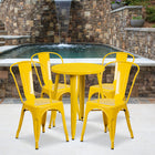24'' Round Yellow Metal Indoor-Outdoor Table Set with 4 Cafe Chairs [CH-51080TH-4-18CAFE-YL-GG]-24"W x 24"D x 29"H