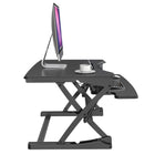 ShoppingAll 35"W Height Adjustable Sit to Stand Desk Converter Workstation - Black-The keyboard tray (33.8" x 12.2"/ 86cm x 31cm) raises in sync with the top surface to create a comfortable workstation